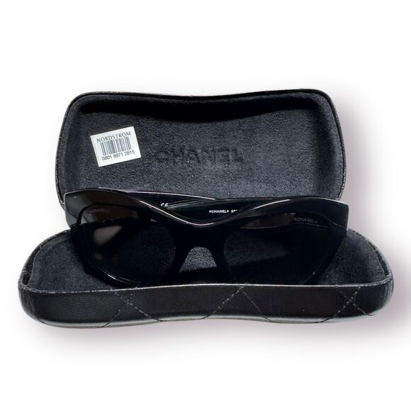 CHANEL 5371 Butterfly Sunglasses Black Gradient Smokey Lenses w/ Case - Picture 3 of 12